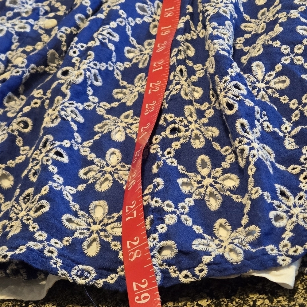 Zara Blue and White Floral Lined Mini Dress Women's M Cotton Button Front - Picture 16 of 16